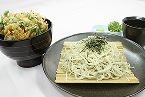 稲庭ざるうどん又は更科ざるそばと桜海老のかき揚げ丼